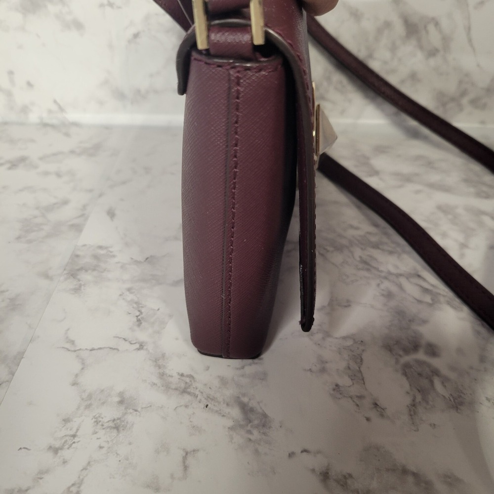 Kate Spade Newbury Lane Sally Turn Lock Crossbody Purse Saffiano Leather Plum - Picture 4 of 16